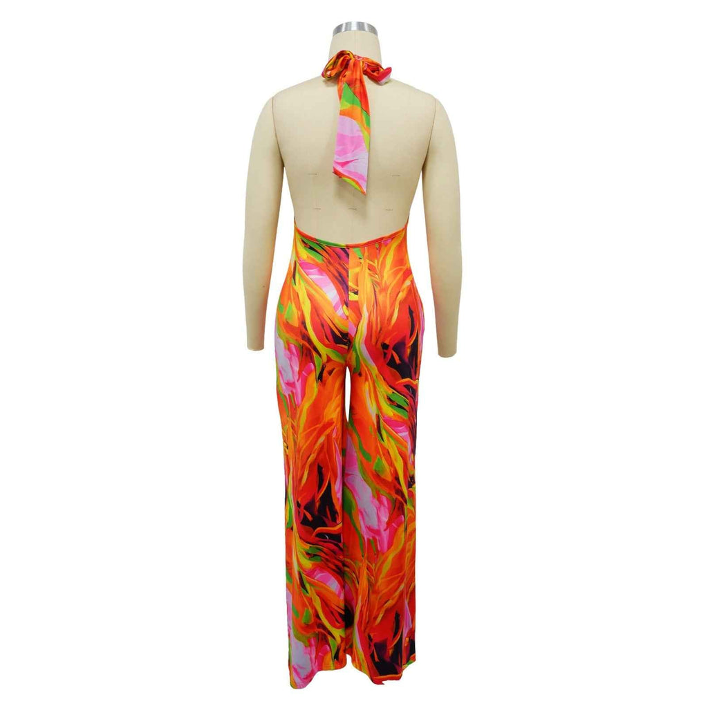 Cropped Halter Backless Jumpsuit