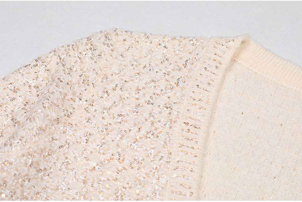 High Quality Sequined Knit Long Sleeve Cardigan Sweater