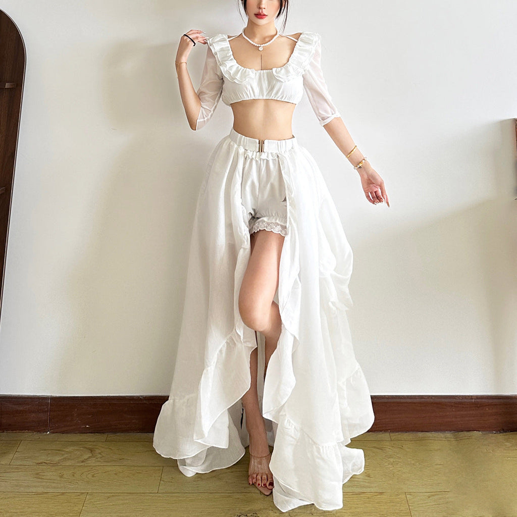 Irregular Asymmetric Skirt Set Three Piece