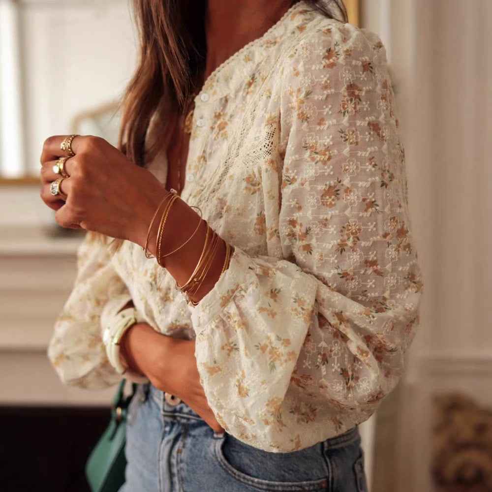 Spring Casual Elegant Lace Stitching Blouse