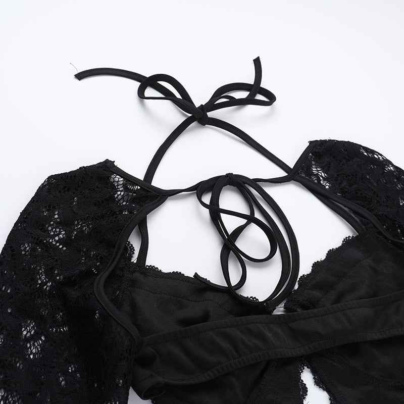 Autumn Elegant Sexy Slim Lace Long Sleeved Romper for Women