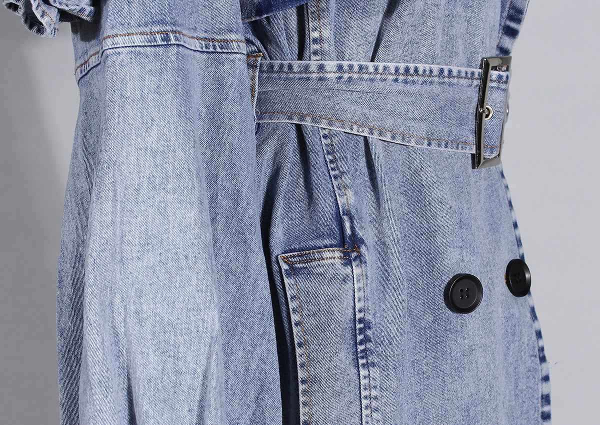 Denim Windbreaker Lotus Leaf Jacket
