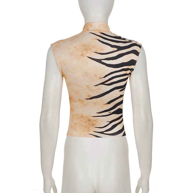 Animal Print Contrast Color T-shirt