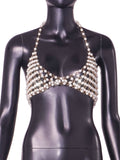 Pearl Halter Sexy Backless Handmade Bra T-shirt