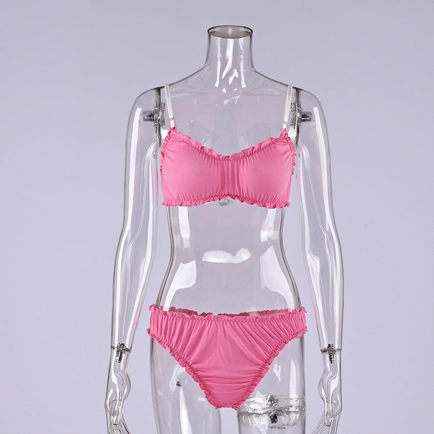 Pink Knitted Comfortable Strap Lingerie for Women