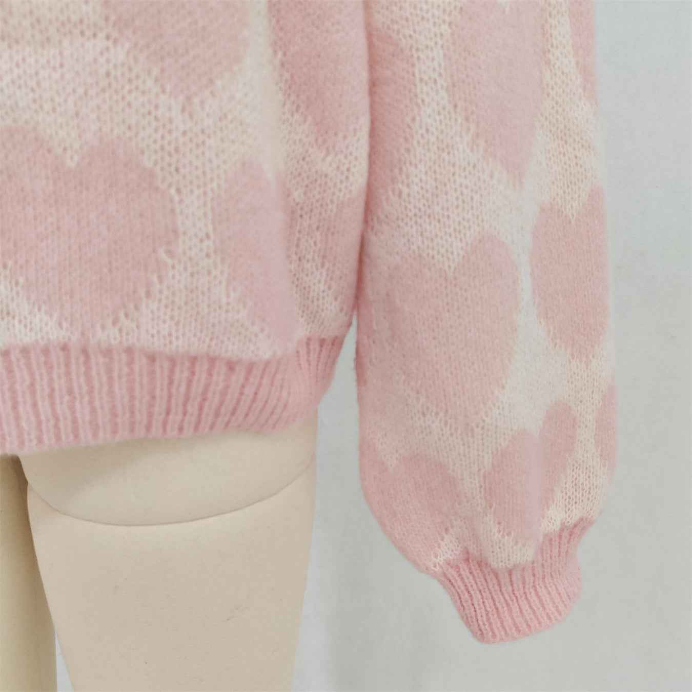 Valentine's Day Sweater Cute Love Jacquard Color Contrast