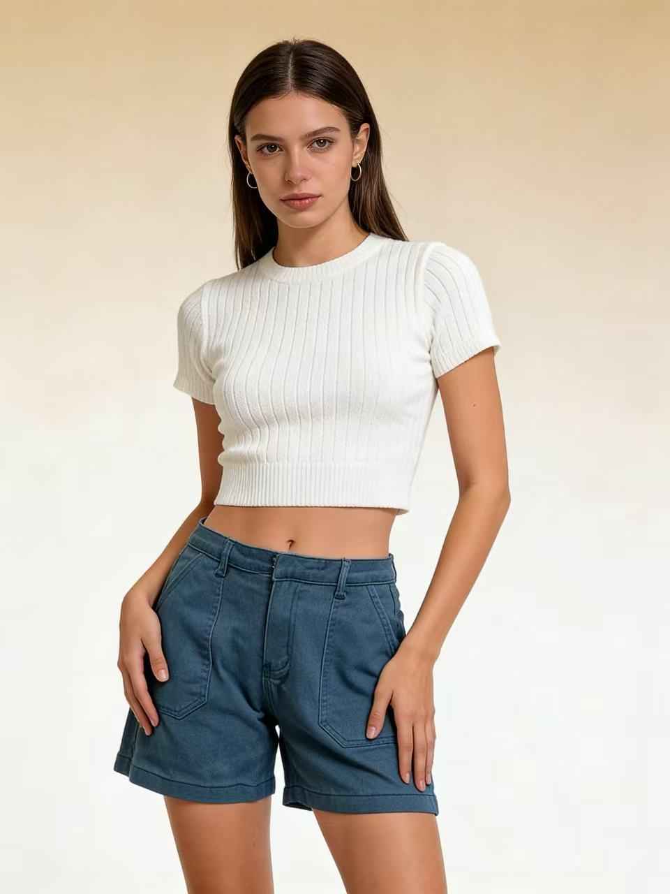 Women's Elastic Slim Retro Denim Bottoms