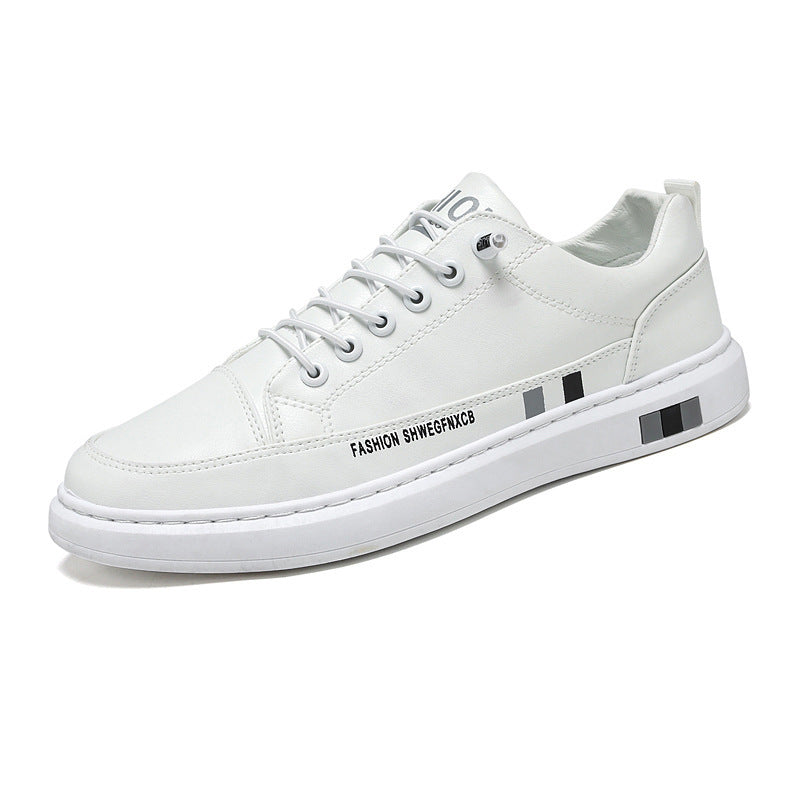 Breathable White Shoes for Men 2024 New Korean Style Trendy Casual Men's Trendy Shoes White Shoes Leather Panel Shoes Spring Live Broadcast