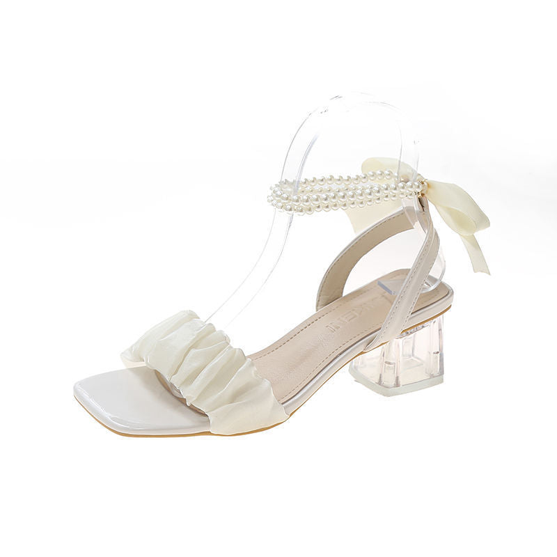 Women's Elegant Birthday Heels Summer New Medium Chunky Heels