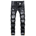 Men's Street Casual Cool Decorative Flower Ripped Pants Straight-leg Four Seasons