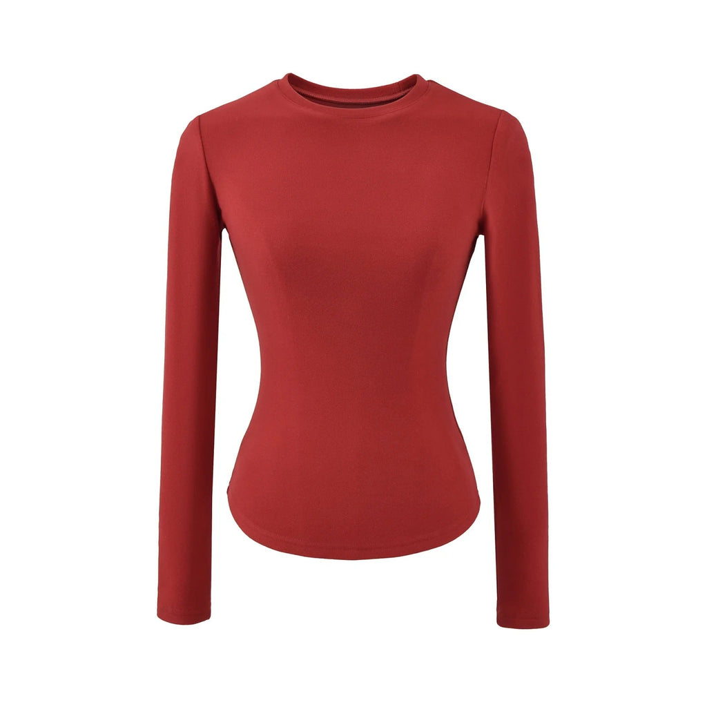 Hourglass Waist Long Sleeve T-Shirt beige