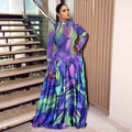 Summer Mesh Floral Print Dress Abstract Flowy Boho Style
