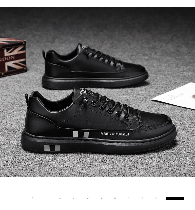 Breathable White Shoes for Men 2024 New Korean Style Trendy Casual Men's Trendy Shoes White Shoes Leather Panel Shoes Spring Live Broadcast