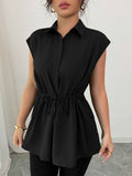 Solid Color Polo Collar Women's T-shirt
