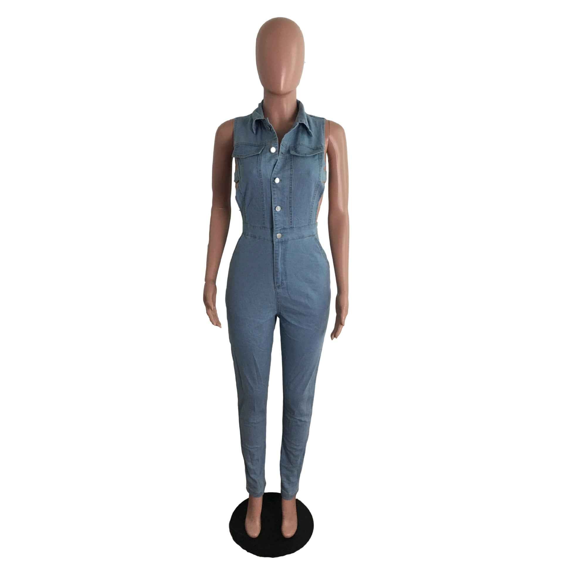 Denim Women Wear Slim Fit Jumpsuit