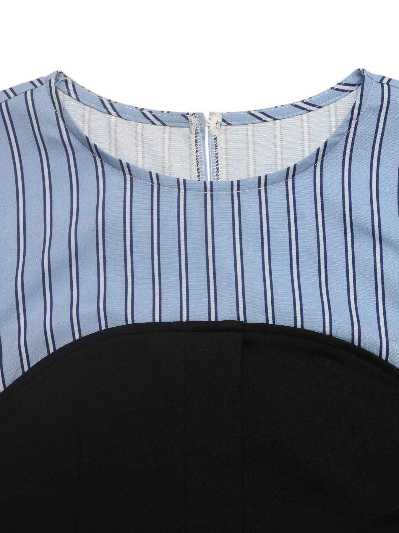 Striped Stitching Elegant Blouse False Two Piece Set