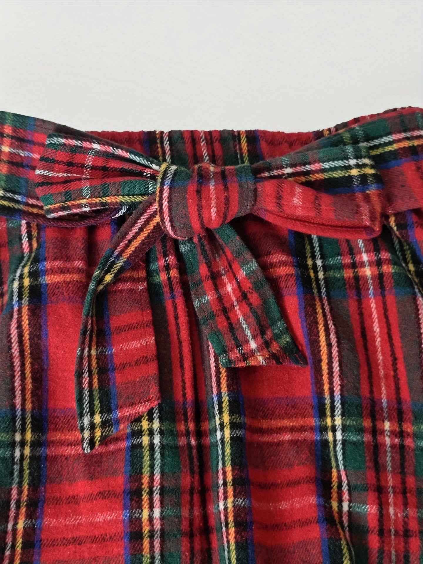 Asymmetric Hem Skirt Plaid Bow Bandage Mini Skirt