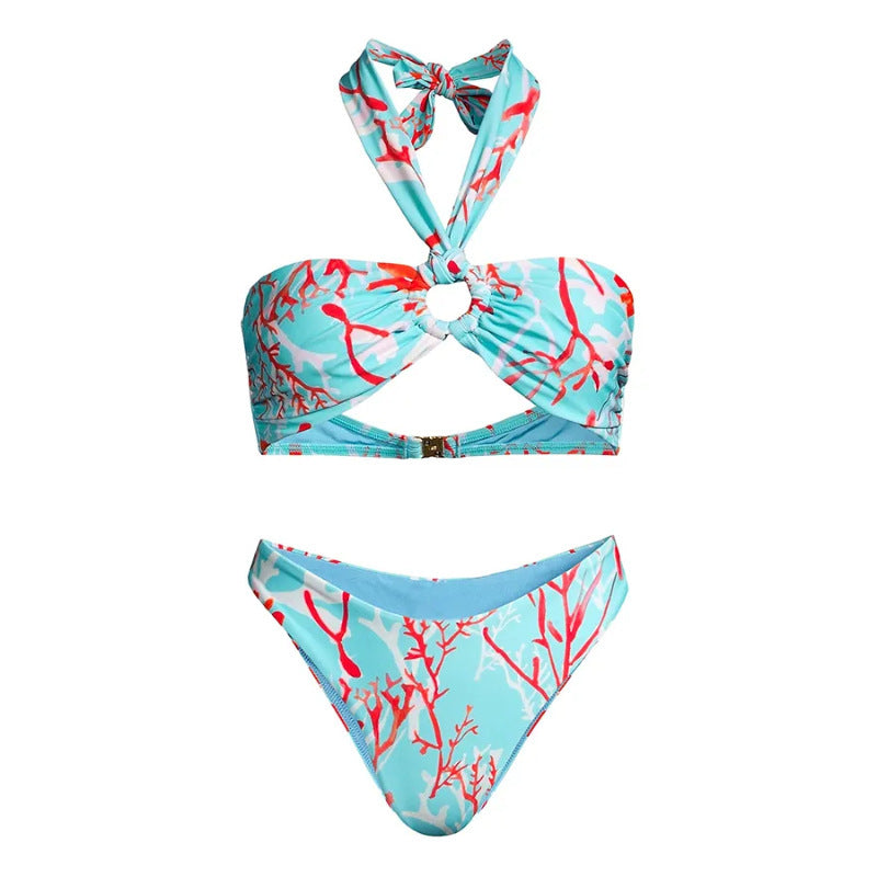 Split Three Piece Bikini Swimsuit Women Skinny Slimming Swimsuit Outfit Chiffon