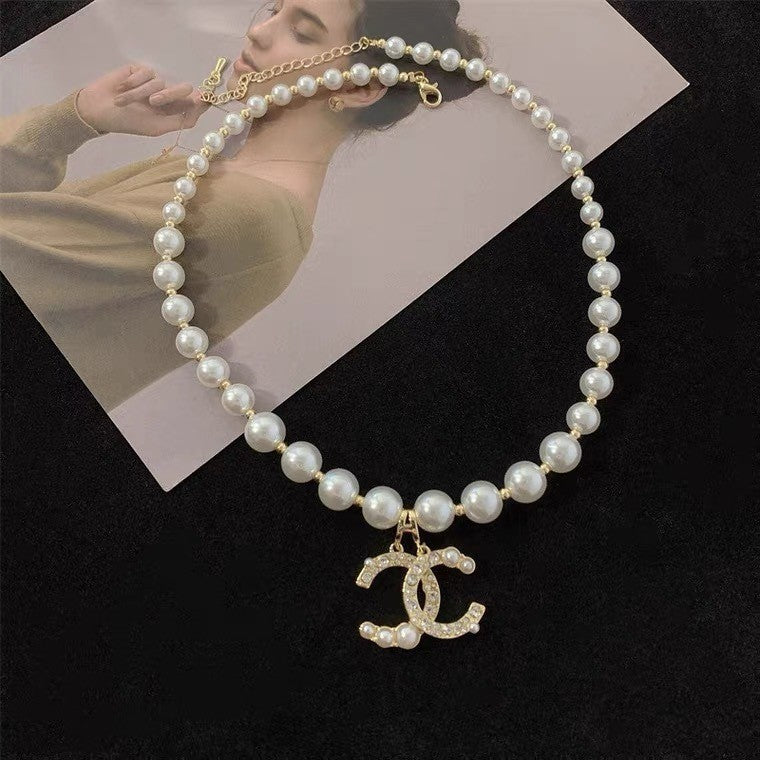 Elegant Women Wedding Pearl Pendant Earrings Necklace Sets