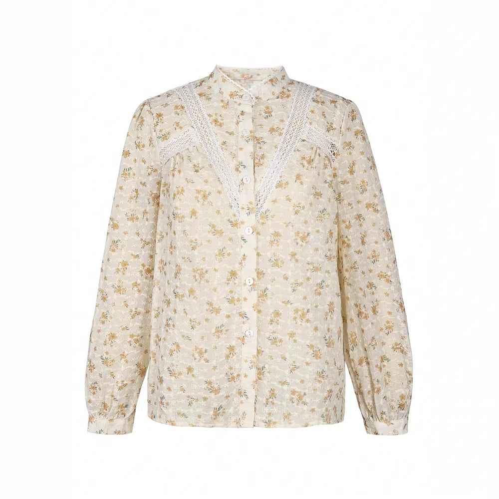 Spring Casual Elegant Lace Stitching Blouse