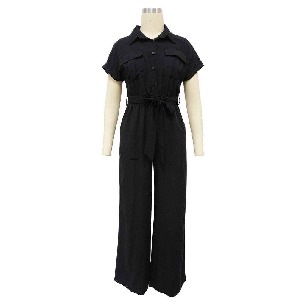 Solid Color Jumpsuit with Pockets