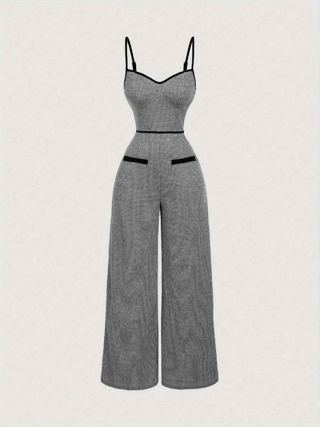 Jumpsuit Side Zipper Contrast Color Office Elegant Bandage Slim Fit New Arrivals