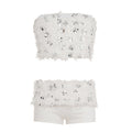 White Sequined Furry Bottoms Set
