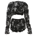 Personality Mesh Stitching 2pc. Set Blouse Y2k Style