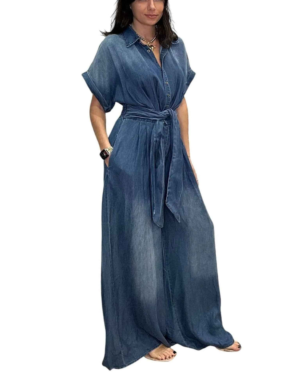 Summer Polo Collar Jumpsuit