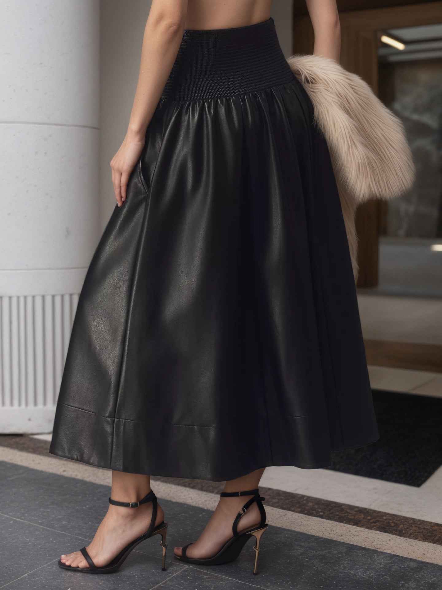 Mid Length Umbrella Skirt Half Length Skirt
