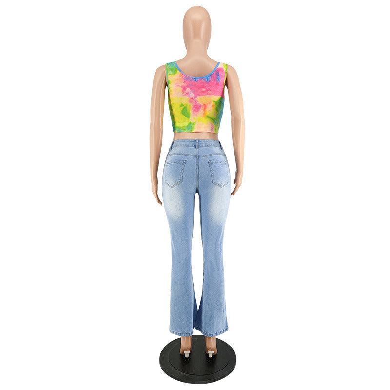 Embroidered Washed Sexy Jeans