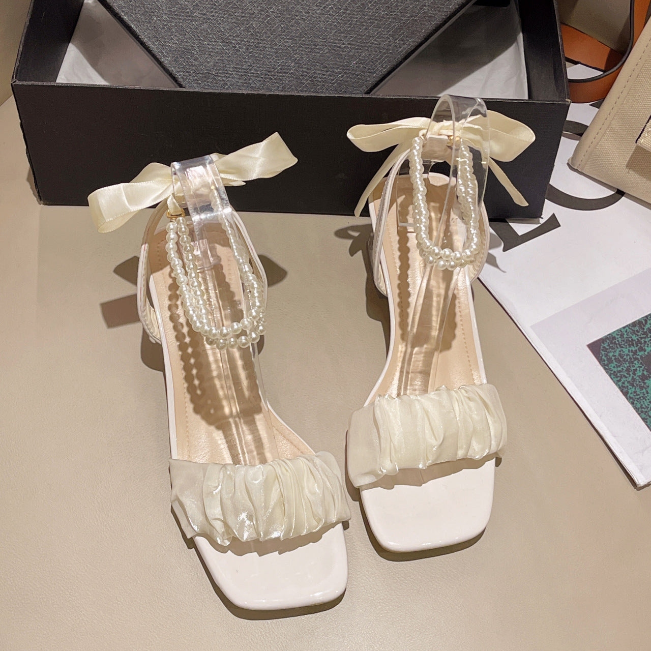 Women's Elegant Birthday Heels Summer New Medium Chunky Heels