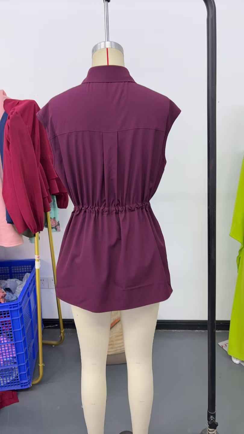 Solid Color Polo Collar Women's T-shirt