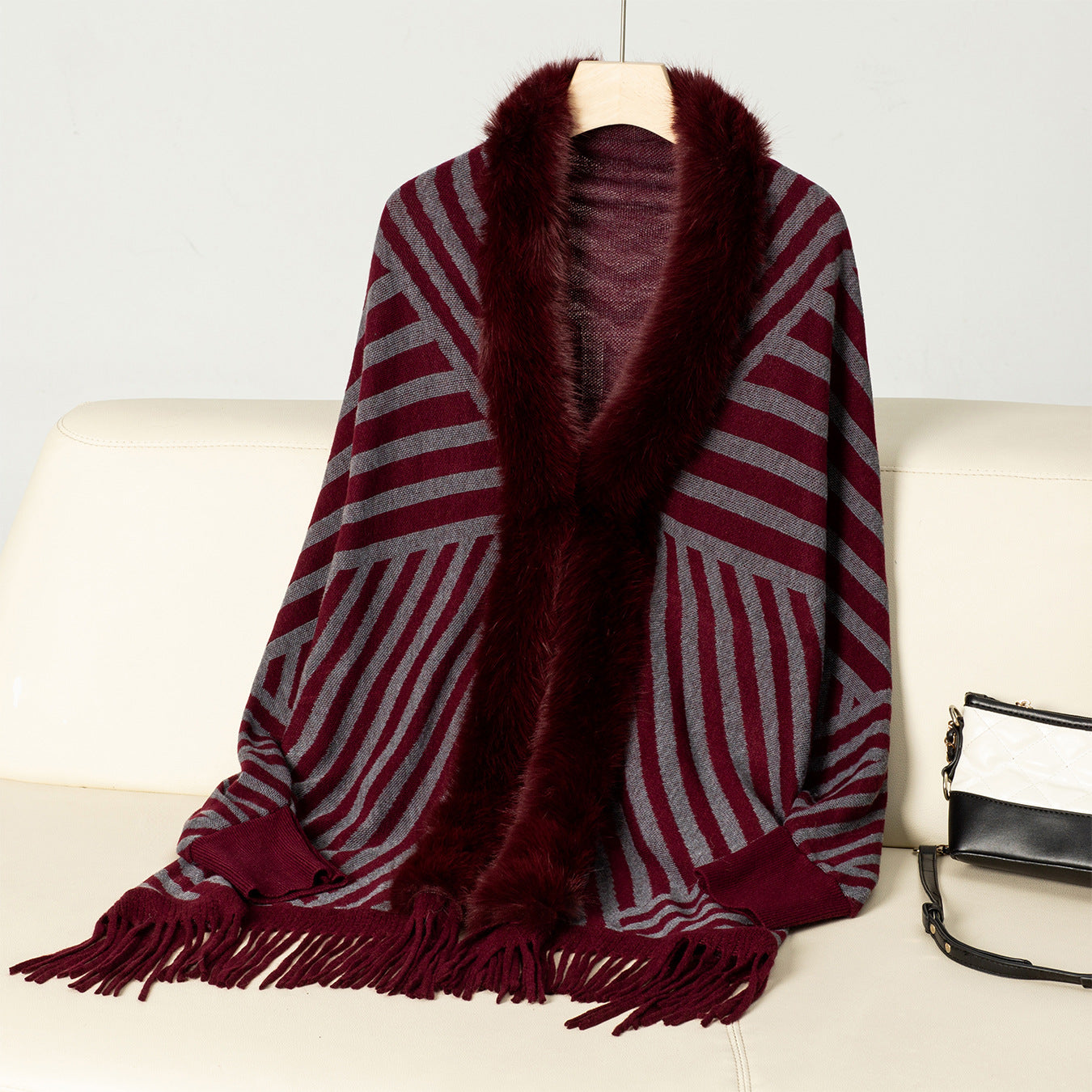 Striped Tassel Knitted Sweater for Women