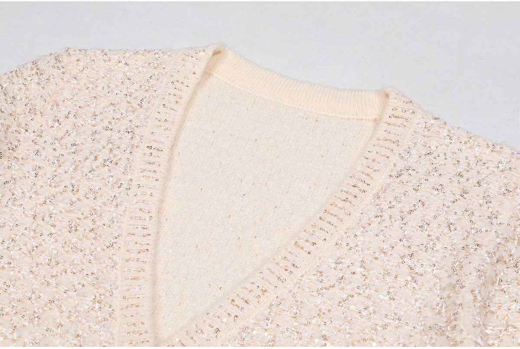 High Quality Sequined Knit Long Sleeve Cardigan Sweater