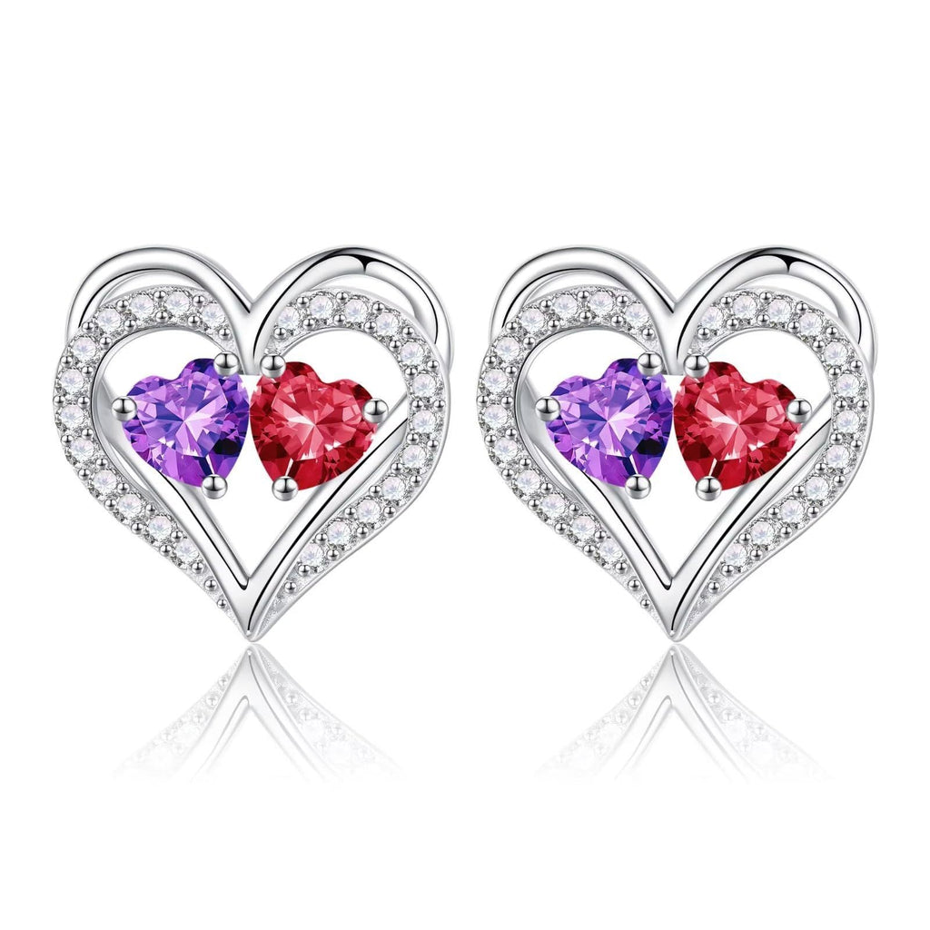 Sterling Silver Birthstone Heart Earrings