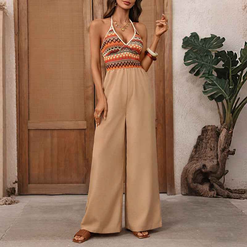 Retro Embroidery Stitched Jumpsuit