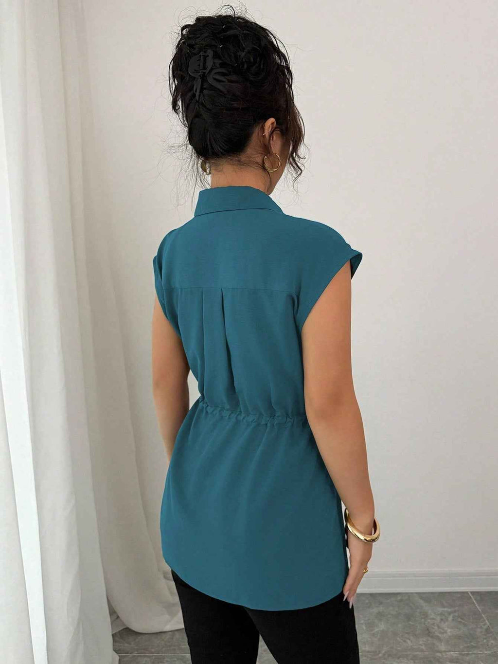 Solid Color Polo Collar Women's T-shirt