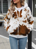 Plush Printed Cardigan Sweatshirt