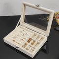 Flannel dustproof jewelry box with lid, ring earrings, earrings, necklace storage box, anti-oxidation jewelry storage box