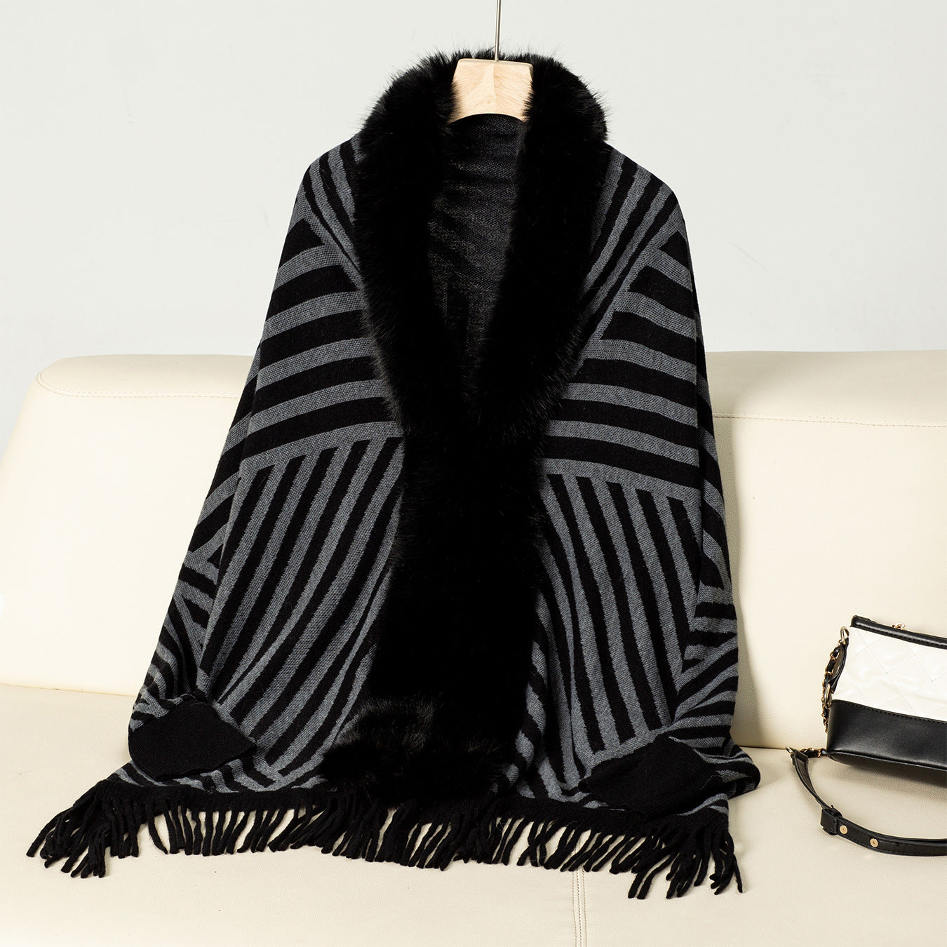 Striped Tassel Knitted Sweater for Women