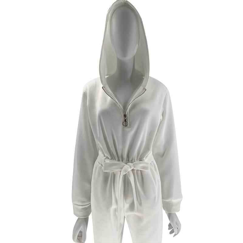 Half Open Collar Urban Casual Women's Jumpsuit