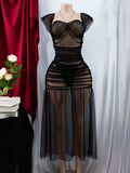 Mesh Elegant Slim Fit Pleated Dress Lingerie