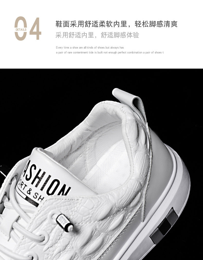 Breathable White Shoes for Men 2024 New Korean Style Trendy Casual Men's Trendy Shoes White Shoes Leather Panel Shoes Spring Live Broadcast