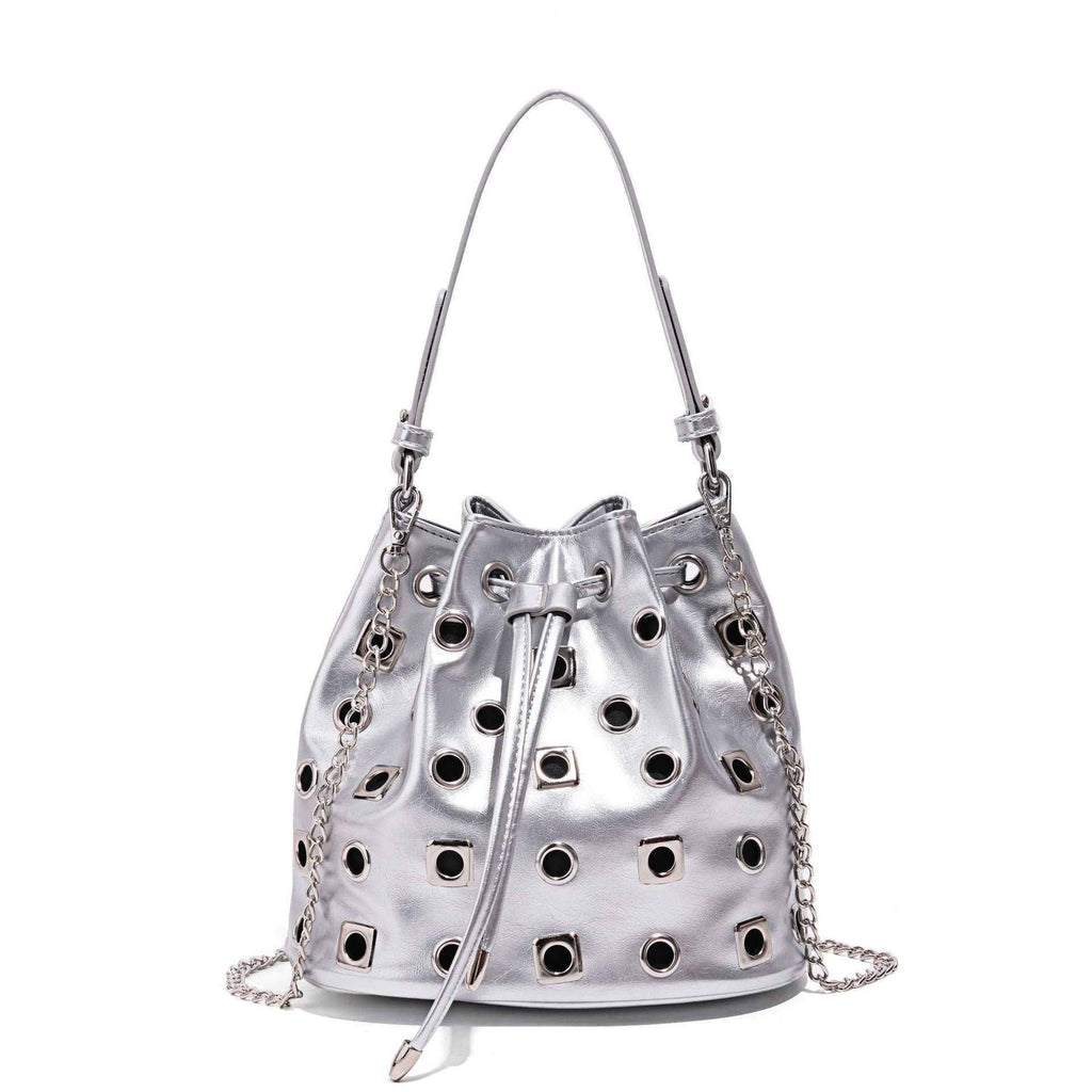Trendy Rivet Cutout Messenger HandBag Purse