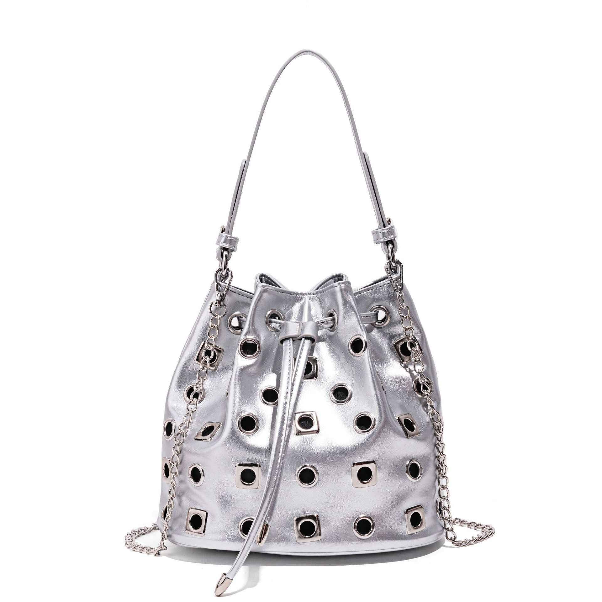 Trendy Rivet Cutout Messenger HandBag Purse