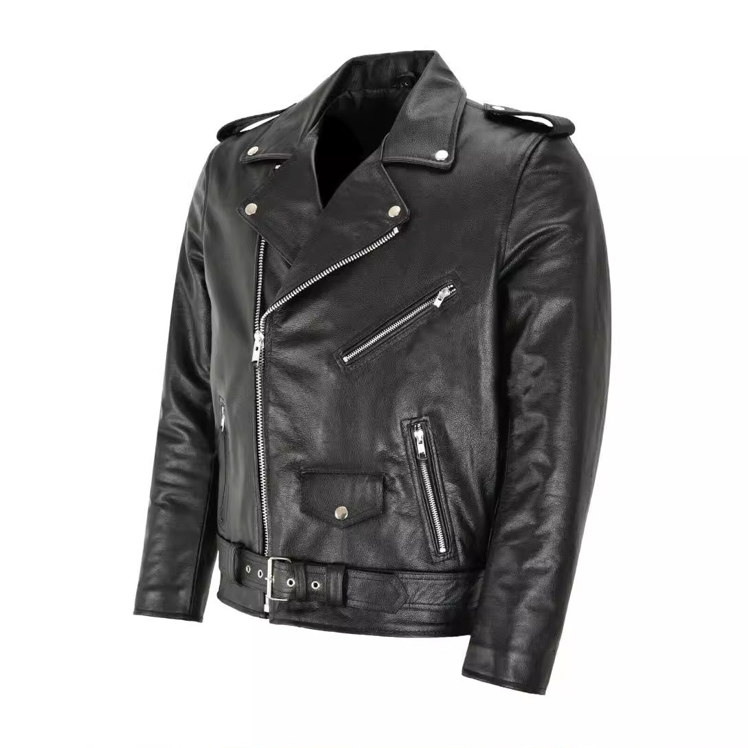 Popular Motorcycle Leather Men's Leather Coat