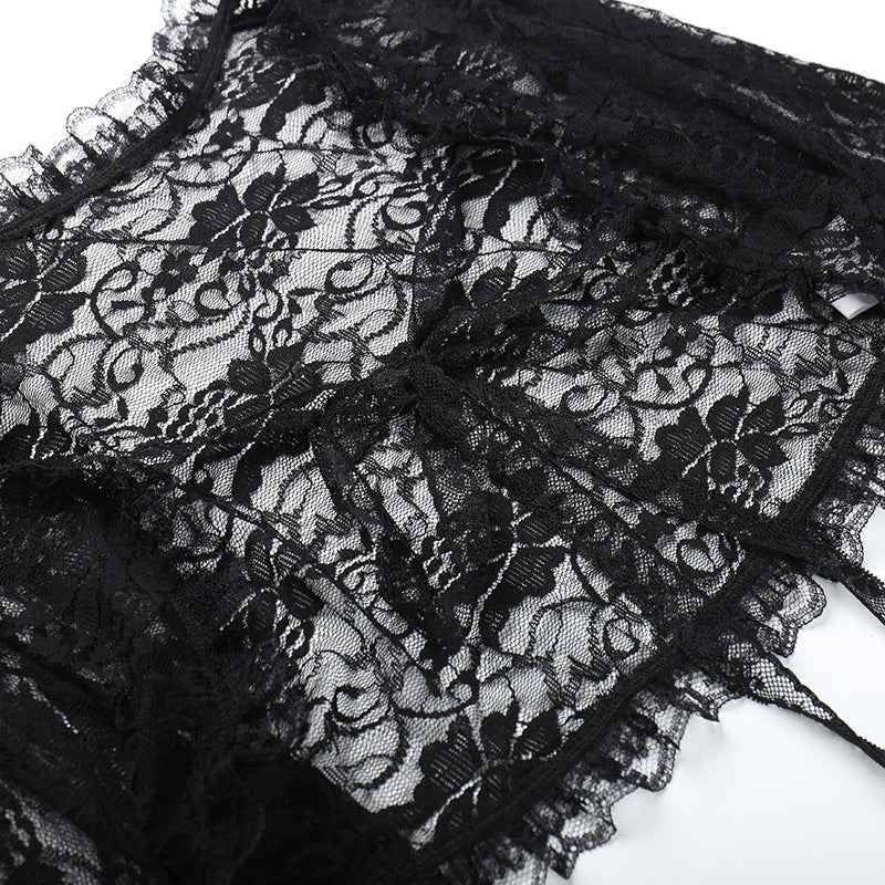 Gothic Classic Lace Flare Sleeve Blouse Y2K Rave