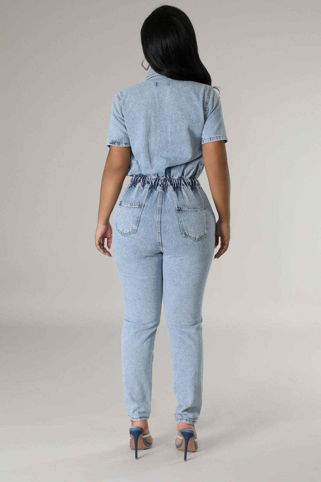 Elastic Waist Denim Jumpsuit