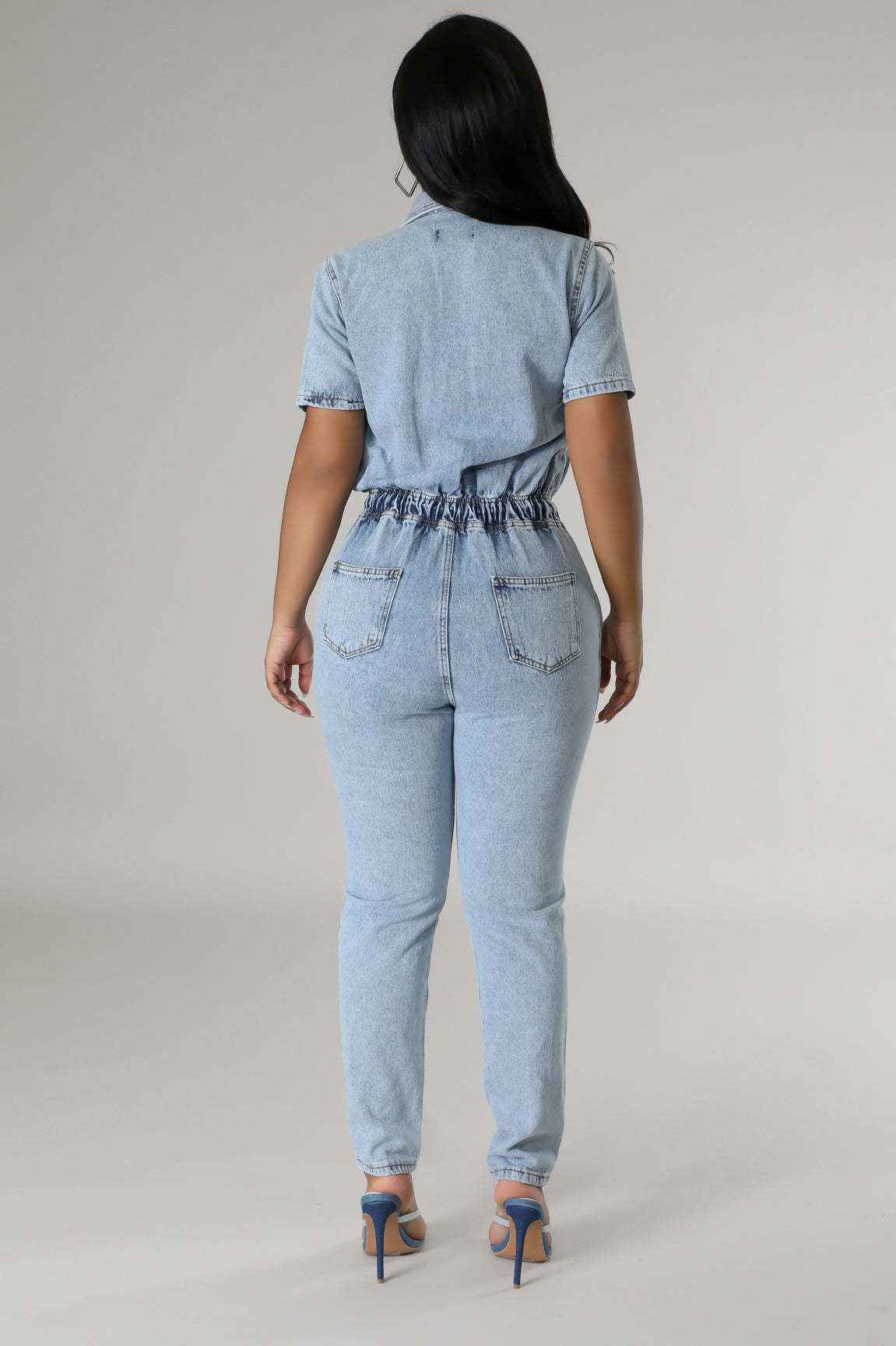 Elastic Waist Denim Jumpsuit